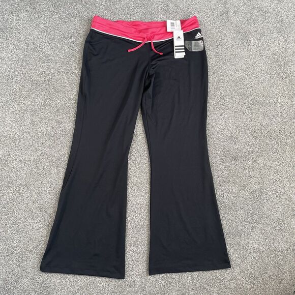 Adidas Motivate Pant Leggings Women’s Black Pink Athleisure Wide Leg Size XL NEW - Picture 1 of 12